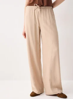 Viscose and linen wide-leg pant