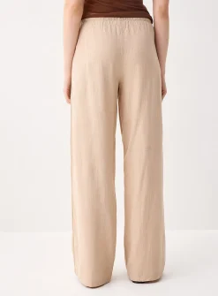 Viscose and linen wide-leg pant