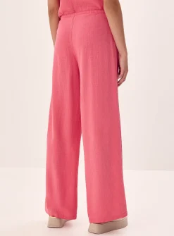Viscose and linen wide-leg pant