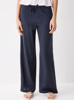 Viscose and linen wide-leg pant