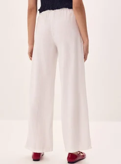 Viscose and linen wide-leg pant