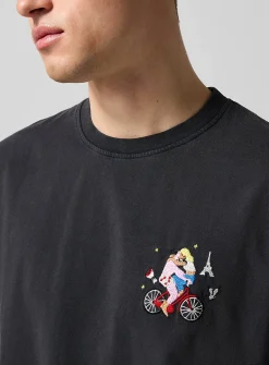 Vélo Valentine embroidered faded T-shirt