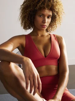 V-neck covered back velvety sports bra