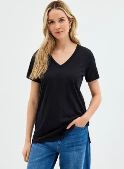 V-neck organic cotton tunic T-shirt