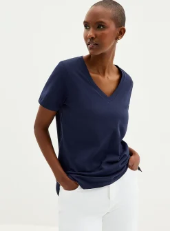 V-neck organic cotton tunic T-shirt