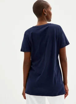 V-neck organic cotton tunic T-shirt