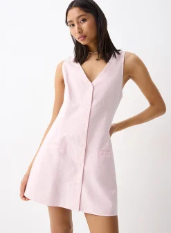 V-neck oxford shirtdress