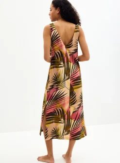 V-neck soft linen long nightgown