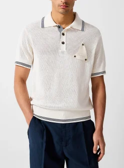 Voilier patch striped trim polo shirt