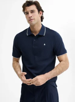 Waffle jersey polo