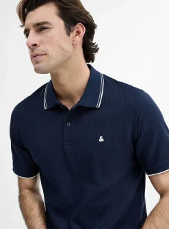 Waffle jersey polo