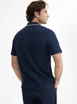 Waffle jersey polo