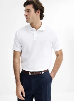 Waffle jersey polo