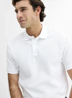 Waffle jersey polo