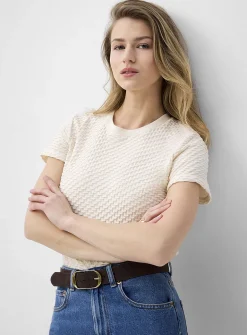 Waffle texture boxy-fit T-shirt