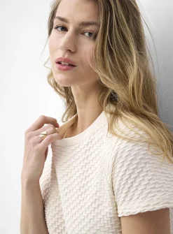 Waffle texture boxy-fit T-shirt