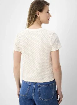 Waffle texture boxy-fit T-shirt