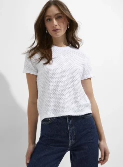 Waffle texture boxy-fit T-shirt