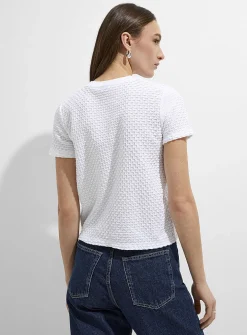 Waffle texture boxy-fit T-shirt