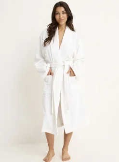 Waffled checkers long bathrobe