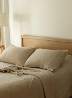 Waffled cotton and linen duvet cover set