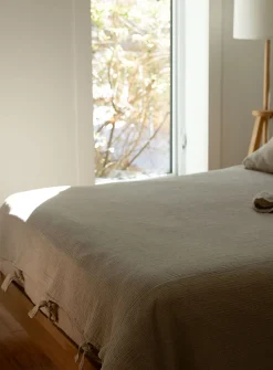 Waffled cotton and linen duvet cover set