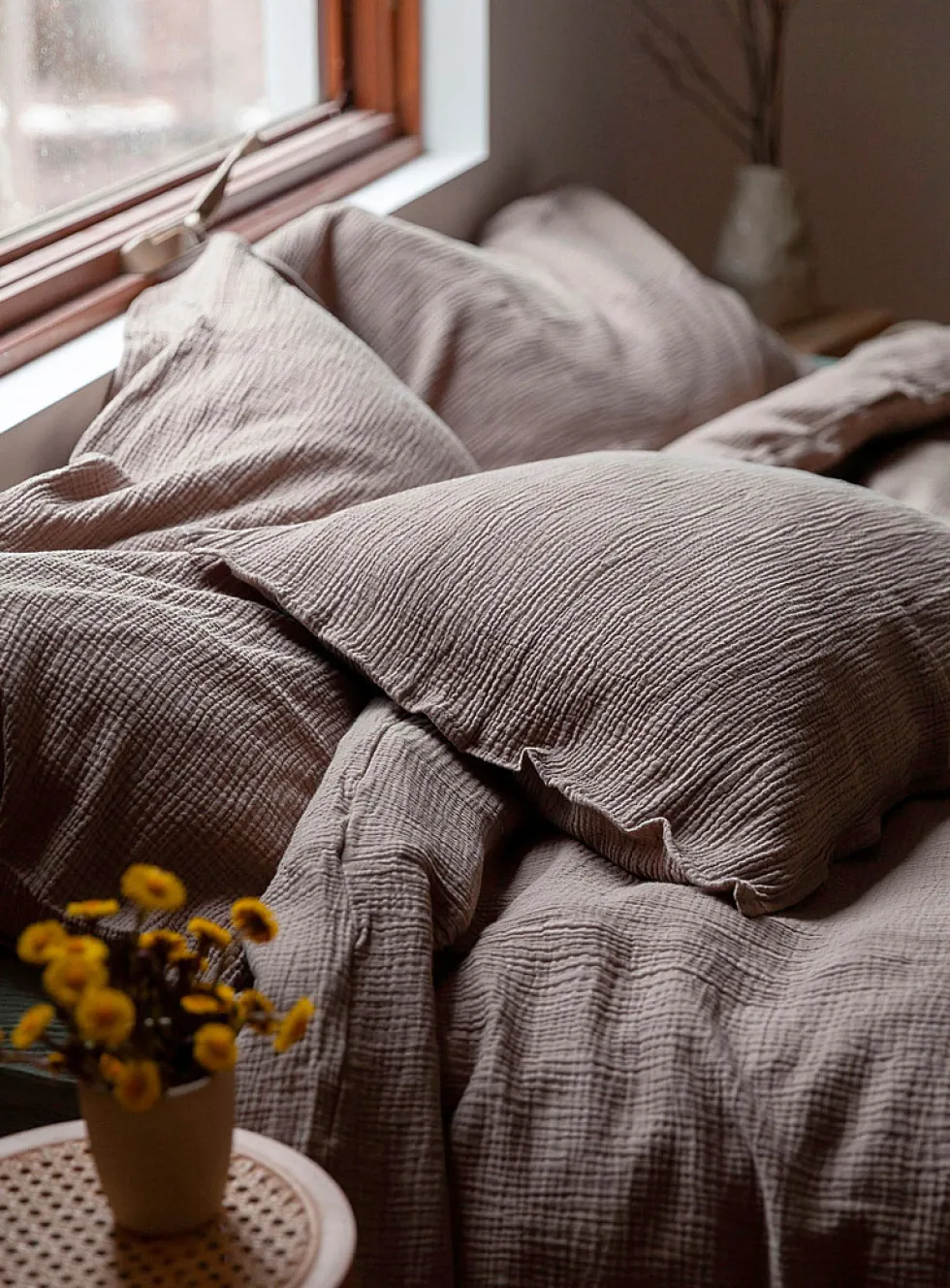 Waffled cotton duvet cover set