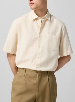 Waffled cotton-linen shirt