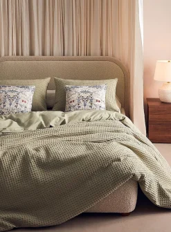 Waffled organic cotton duvet cover set