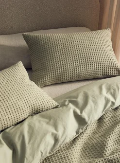 Waffled organic cotton duvet cover set
