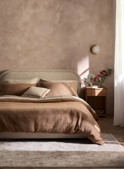 Waffled organic cotton duvet cover set
