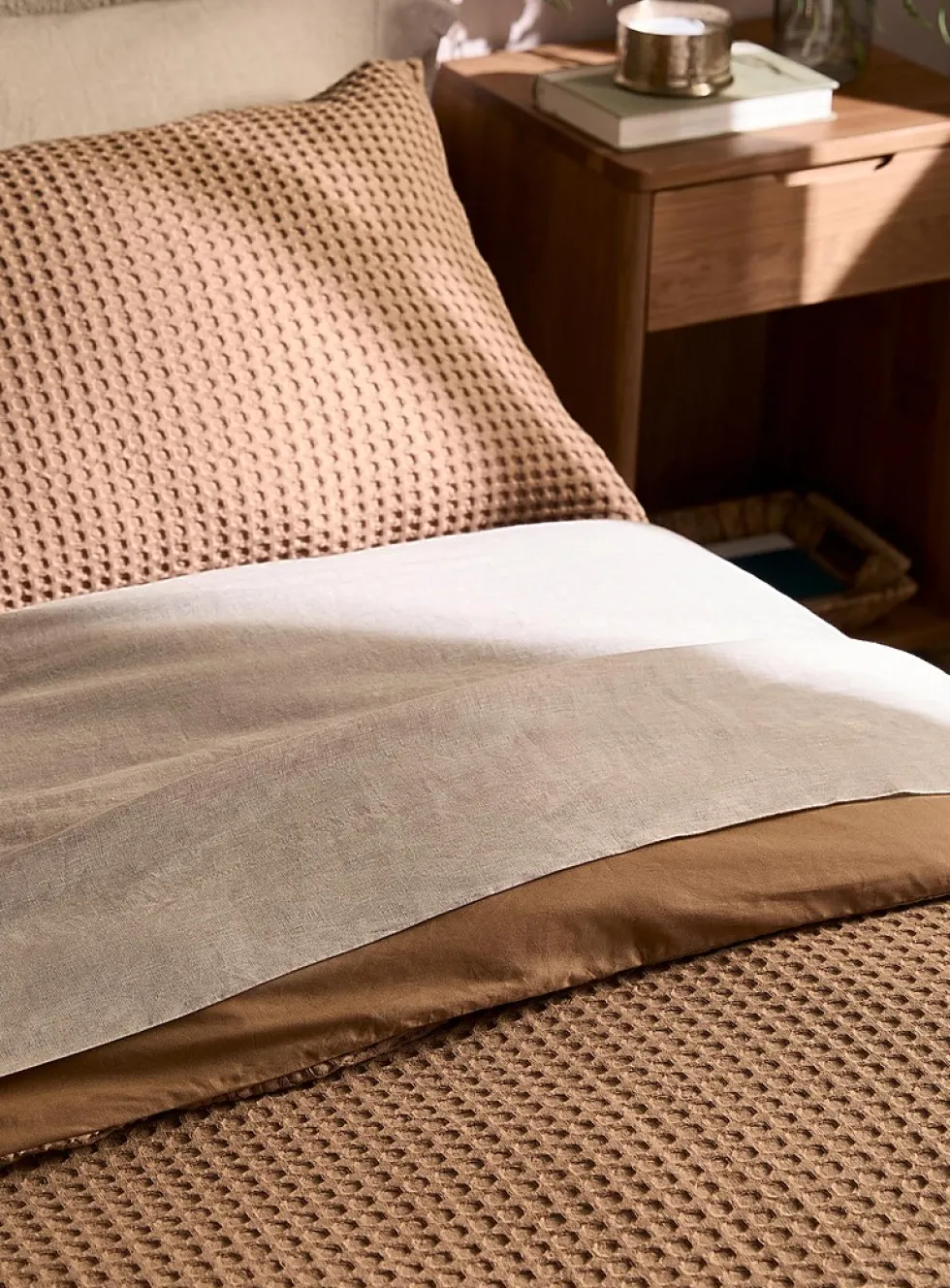 Waffled organic cotton duvet cover set