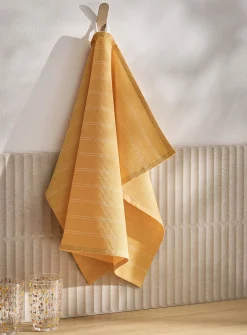 Waffled striped tea towel
