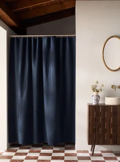 Waffled texture shower curtain
