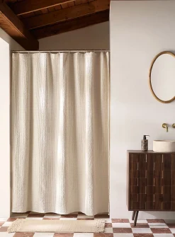 Waffled texture shower curtain