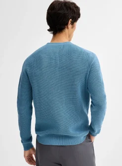 Waffle-knit Henley sweater