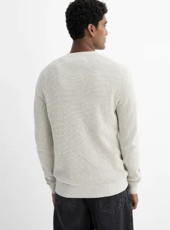 Waffle-knit Henley sweater