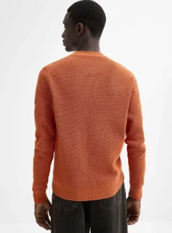 Waffle-knit Henley sweater