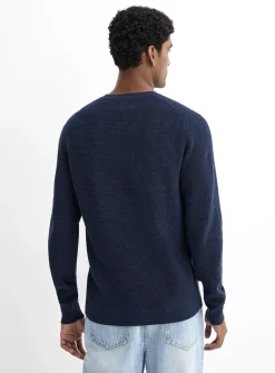 Waffle-knit Henley sweater