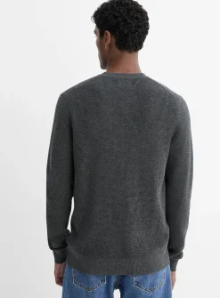 Waffle-knit Henley sweater