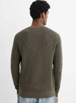 Waffle-knit Henley sweater