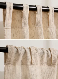 Waffle-texture cream curtain