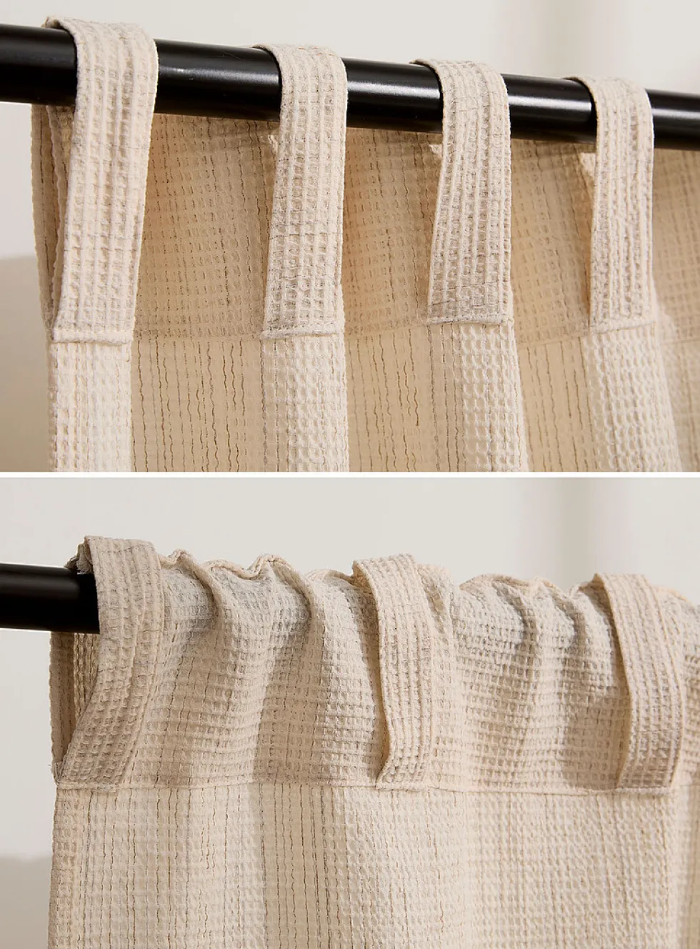 Waffle-texture cream curtain