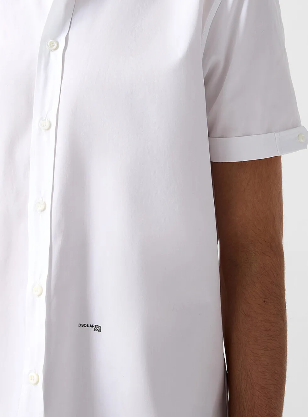 Waist logo turn-up sleeve shirt