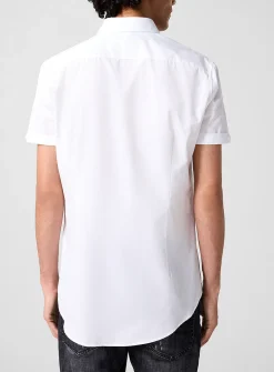 Waist logo turn-up sleeve shirt