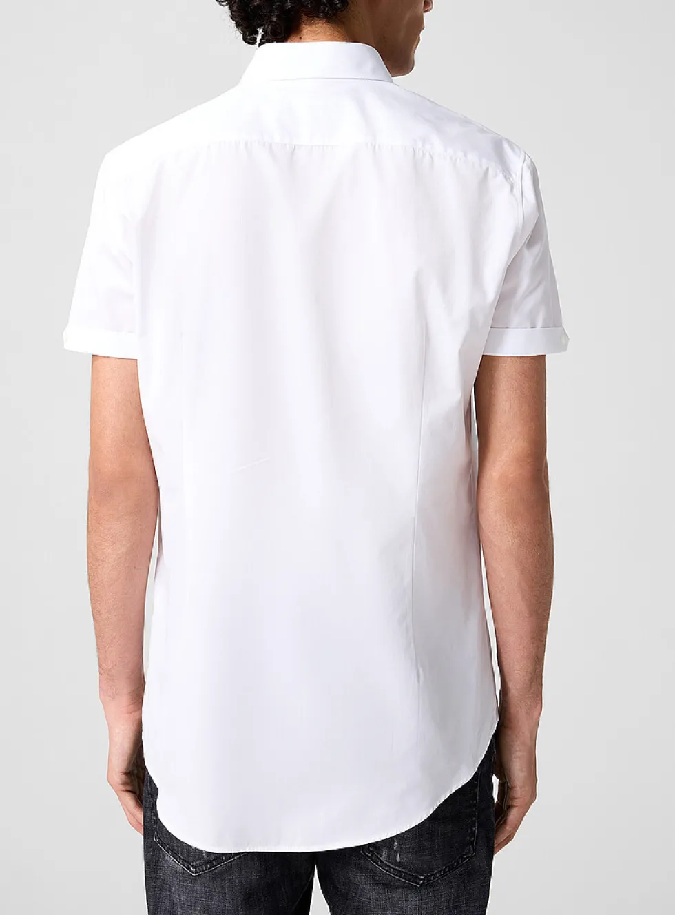 Waist logo turn-up sleeve shirt
