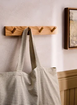 Wall-mounted four-hook ash coat rack