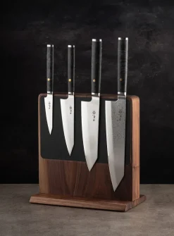 Walnut magnetic knife block