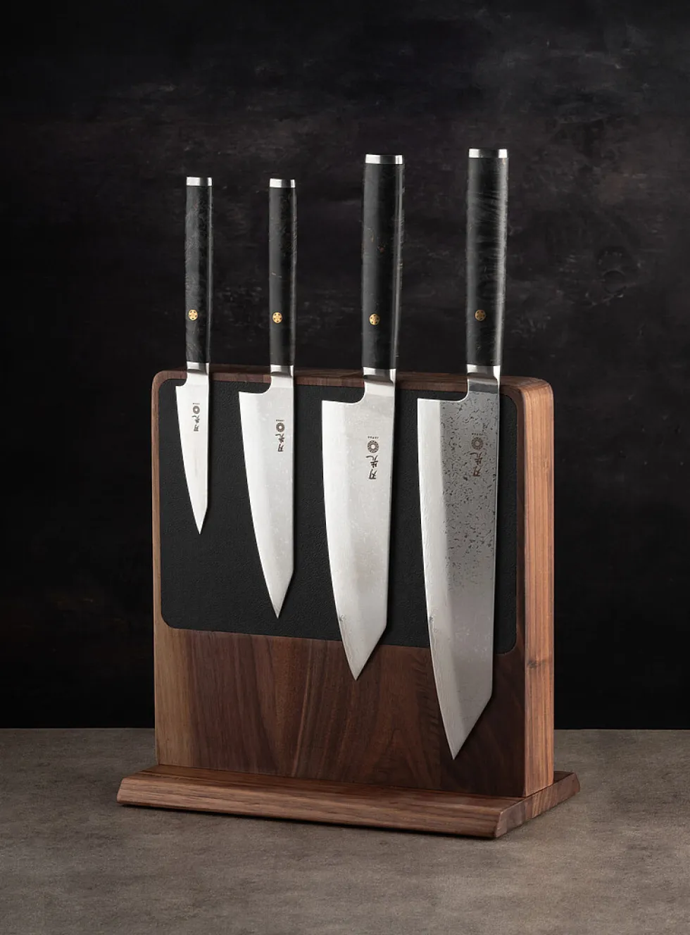 Walnut magnetic knife block