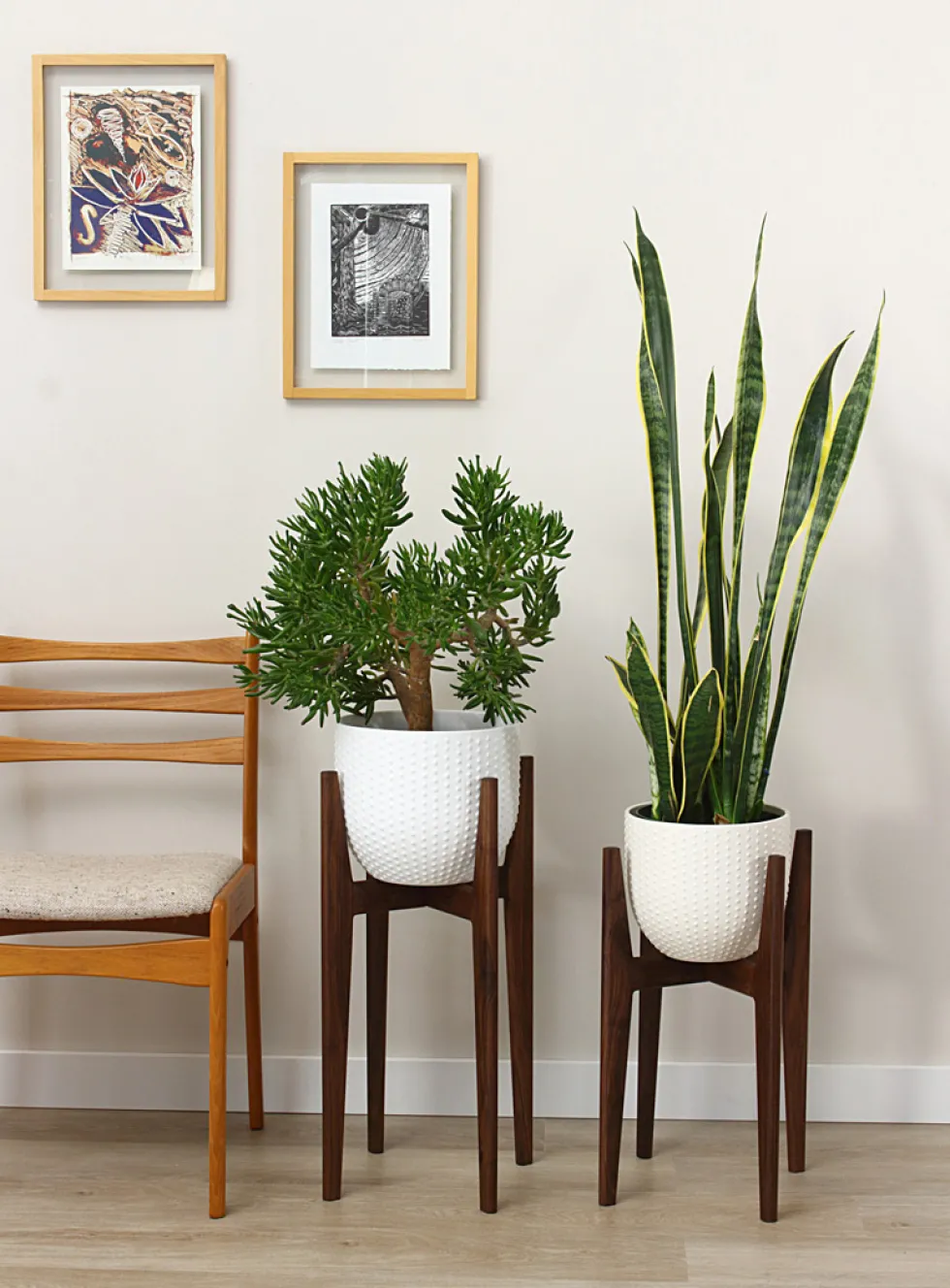 Walnut plant stand